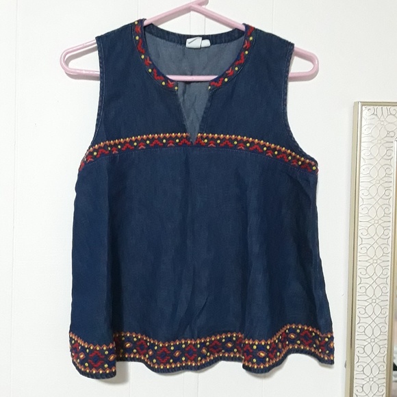 Gap Boho Embroidered Sleeveless Blouse Top Size S - Picture 7 of 7